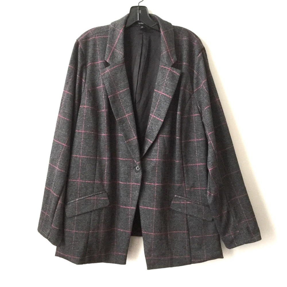 Torrid Grey Plaid  Double Knit Blazer